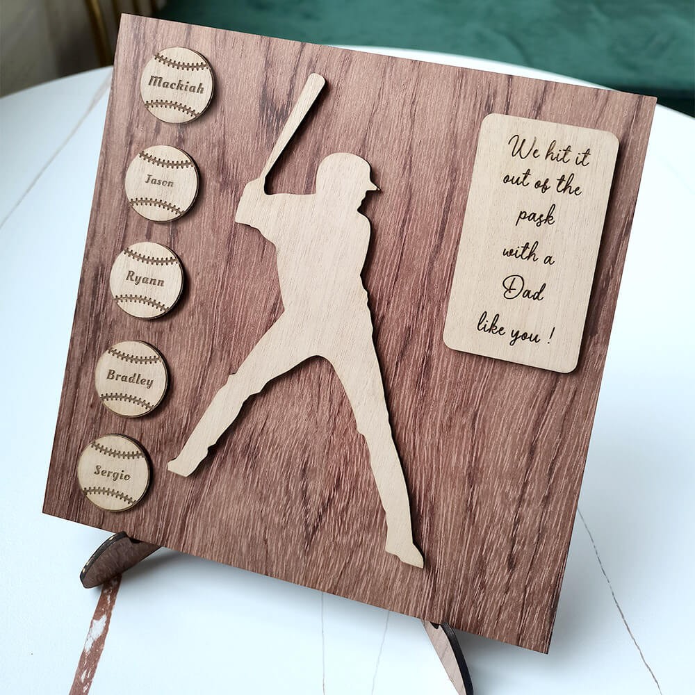 Personalized Baseball Plaque With 1-8 Names Engraved Father's Day Gift