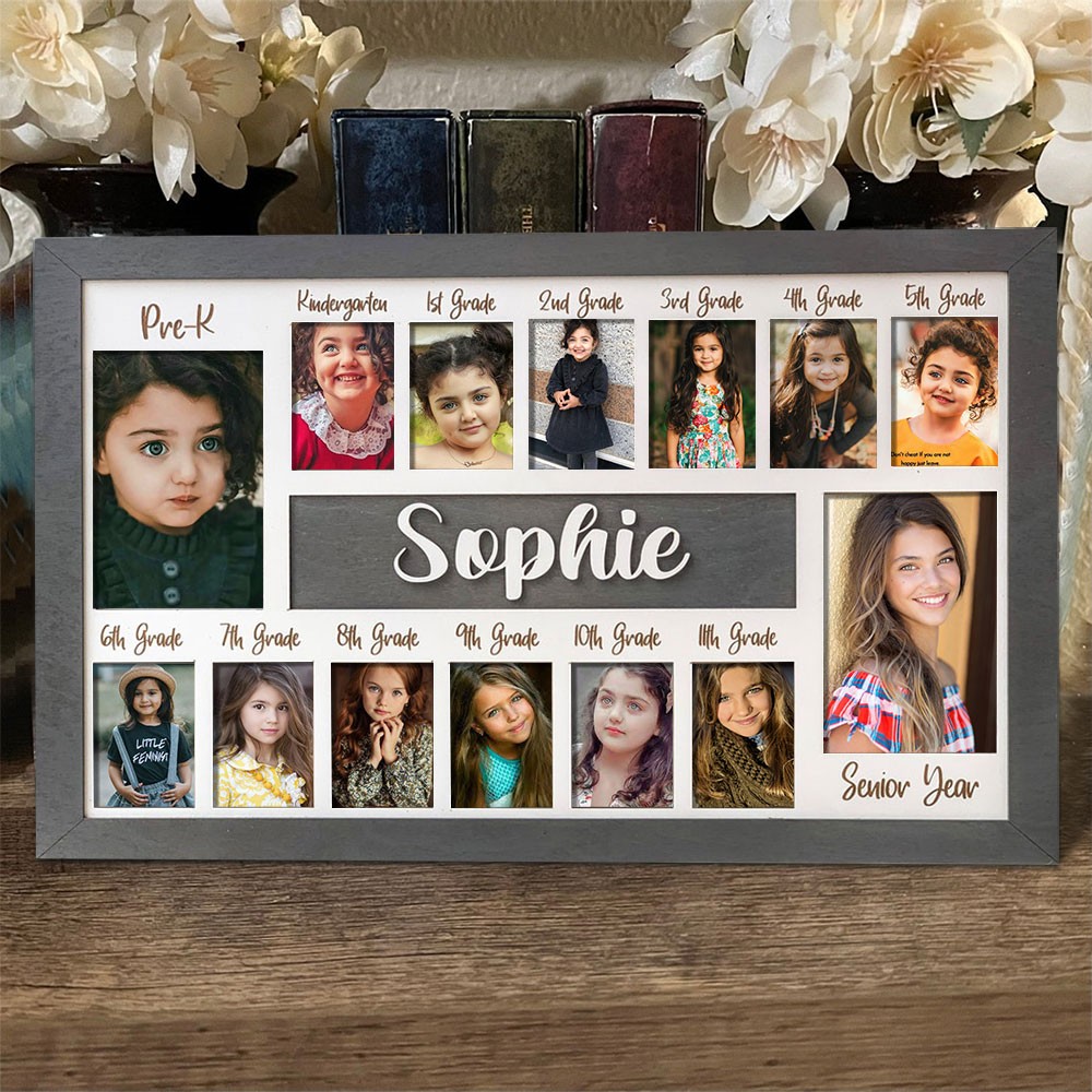 Personalized 3D Pre-K-12 School Years Photo Frame Display Back to School Gifts