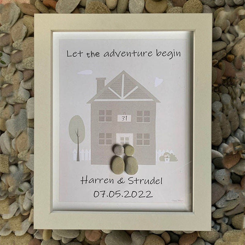Personalized Pebble Art Picture Frame For Couple Wedding Anniversary Valentine's Day