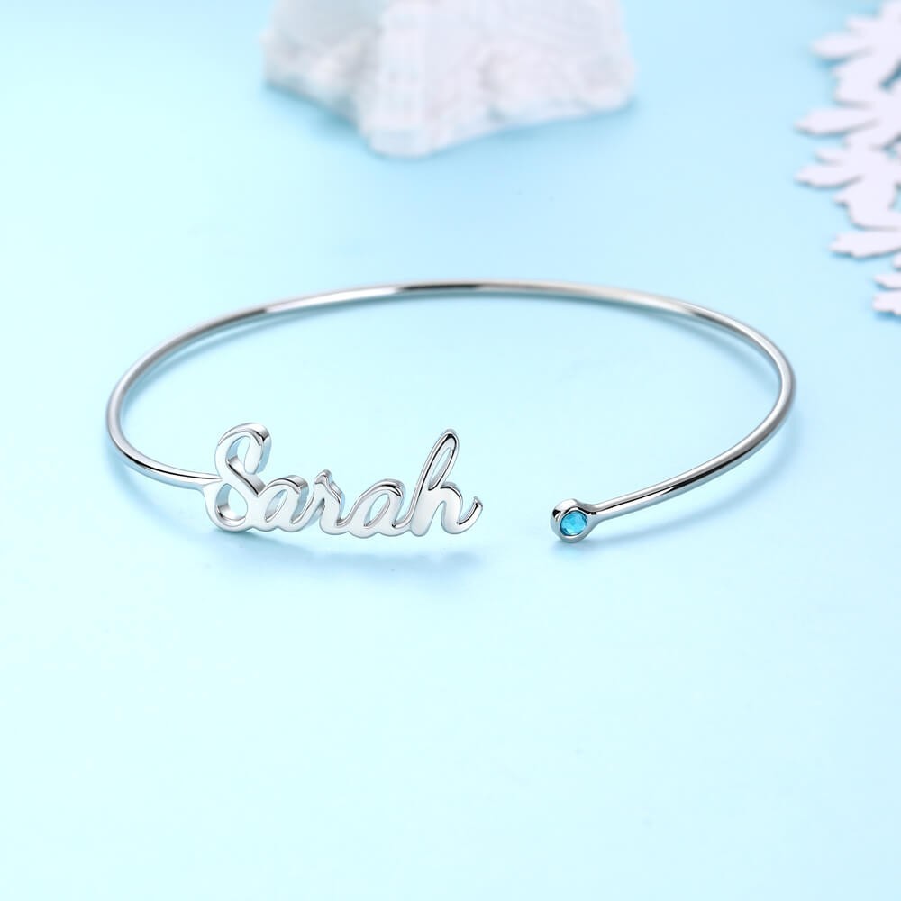 Personalized Name Bracelet With Birthstone Birthday Gifts For Her