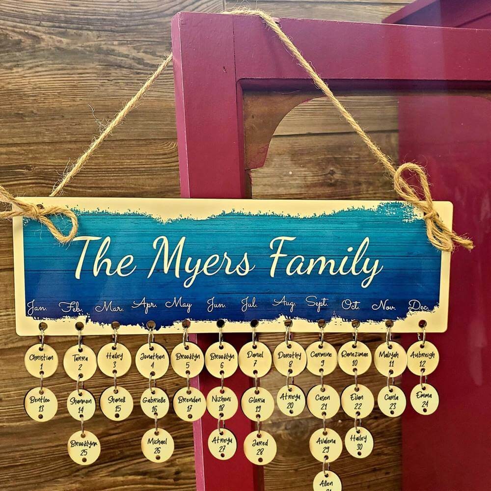 Personalized Family Name Birthday Anniversary Calendar Wall Hanging Decor Christmas Gift