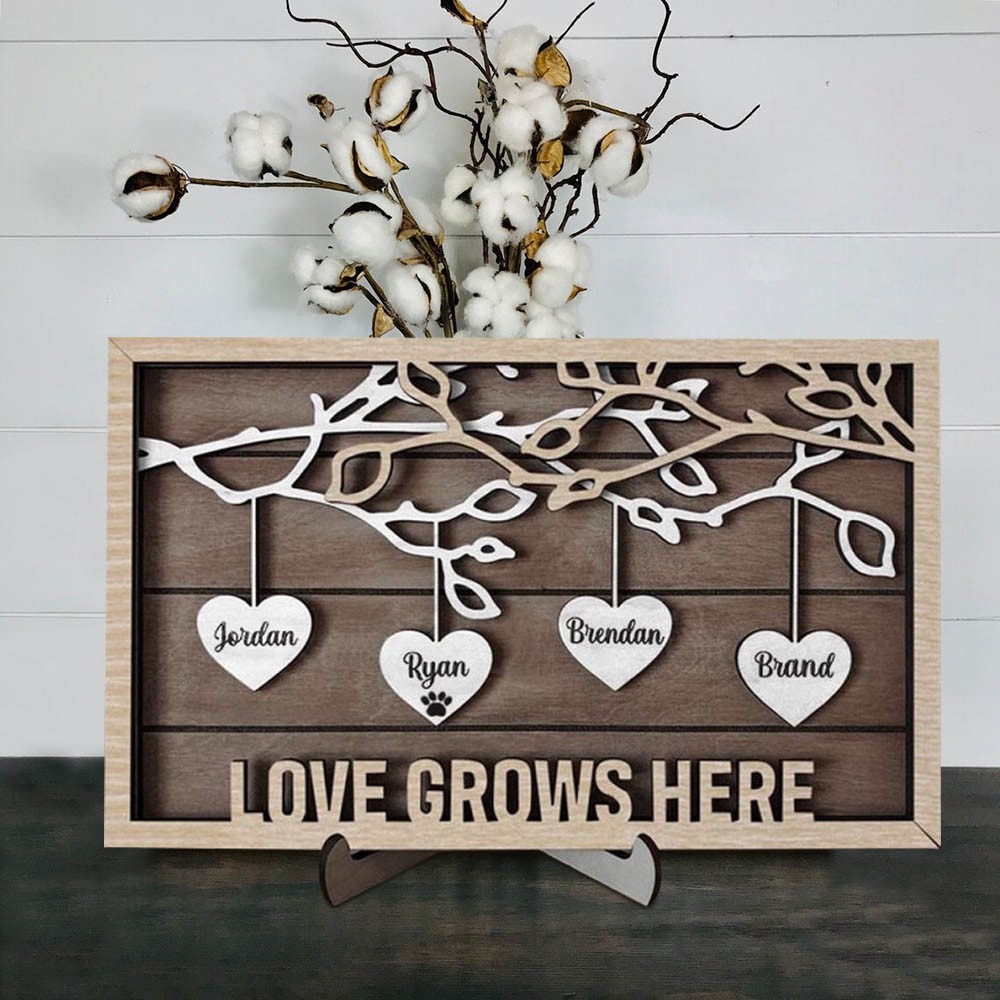 Personalized Family Tree Sign With Name Engraved Home Decor Anniversary Christmas Gift Ideas
