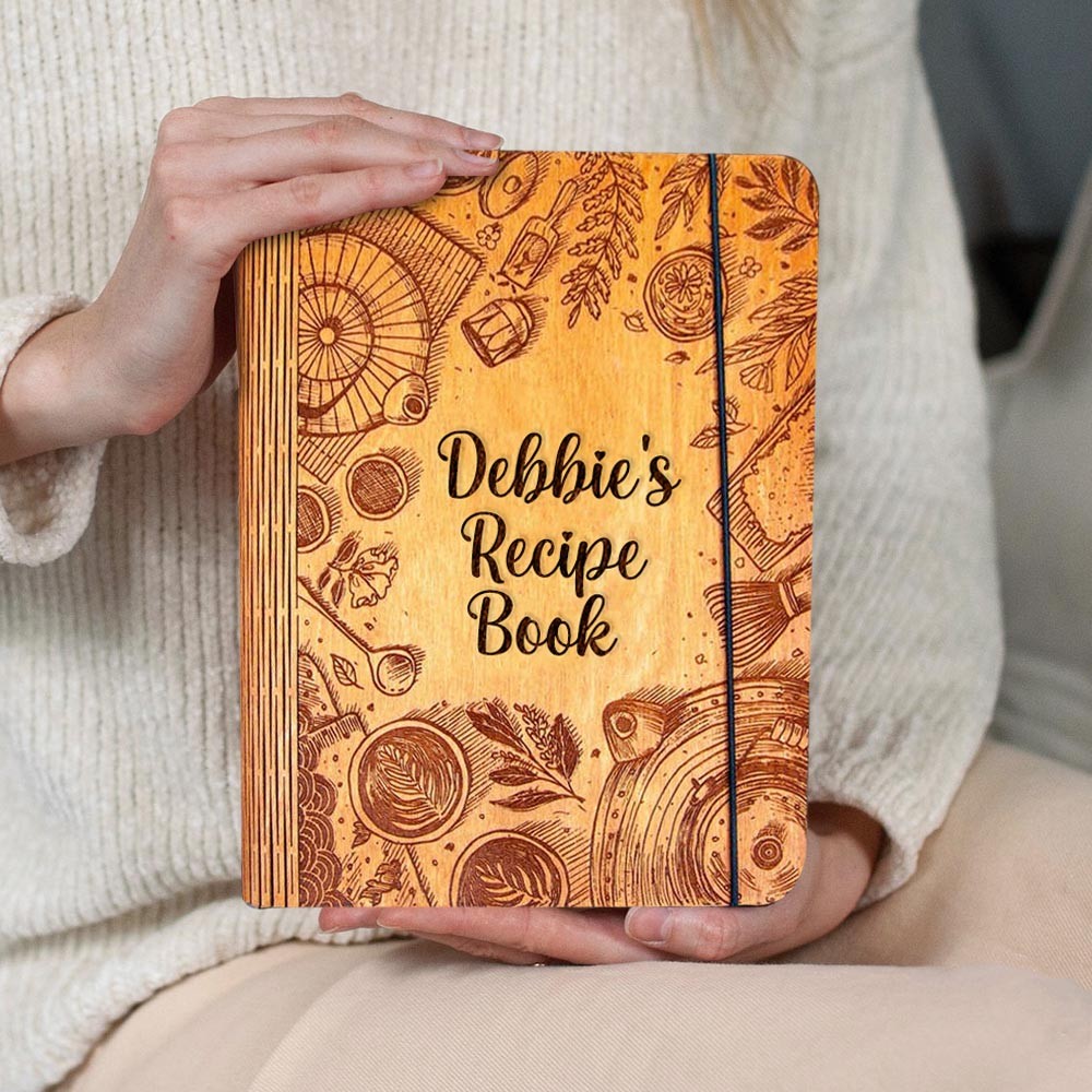 Custom Family Wood Recipe Book For Christmas Day Gift Ideas