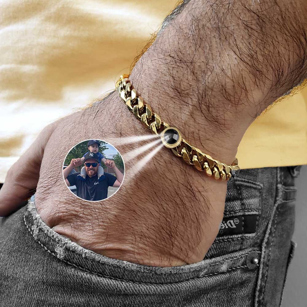 Personalized Photo Projection Bracelet Dad Gift