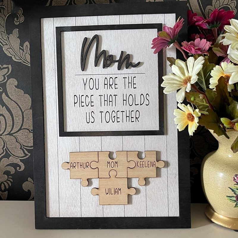 Personalized Mothers Day Gift Mom You Are The Piece That Holds Us Together 1-20 Puzzle Piece Name Sign Wall Decor