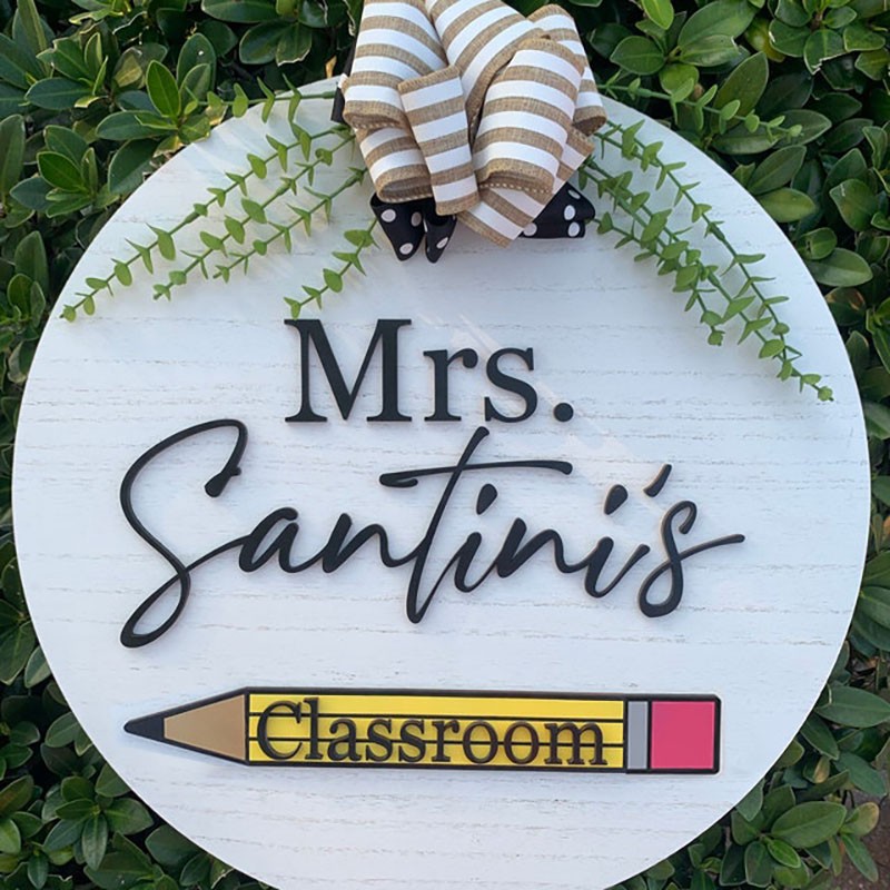 Personalized Wooden Teacher Classroom Door Hanger Back To School Welcome Sign