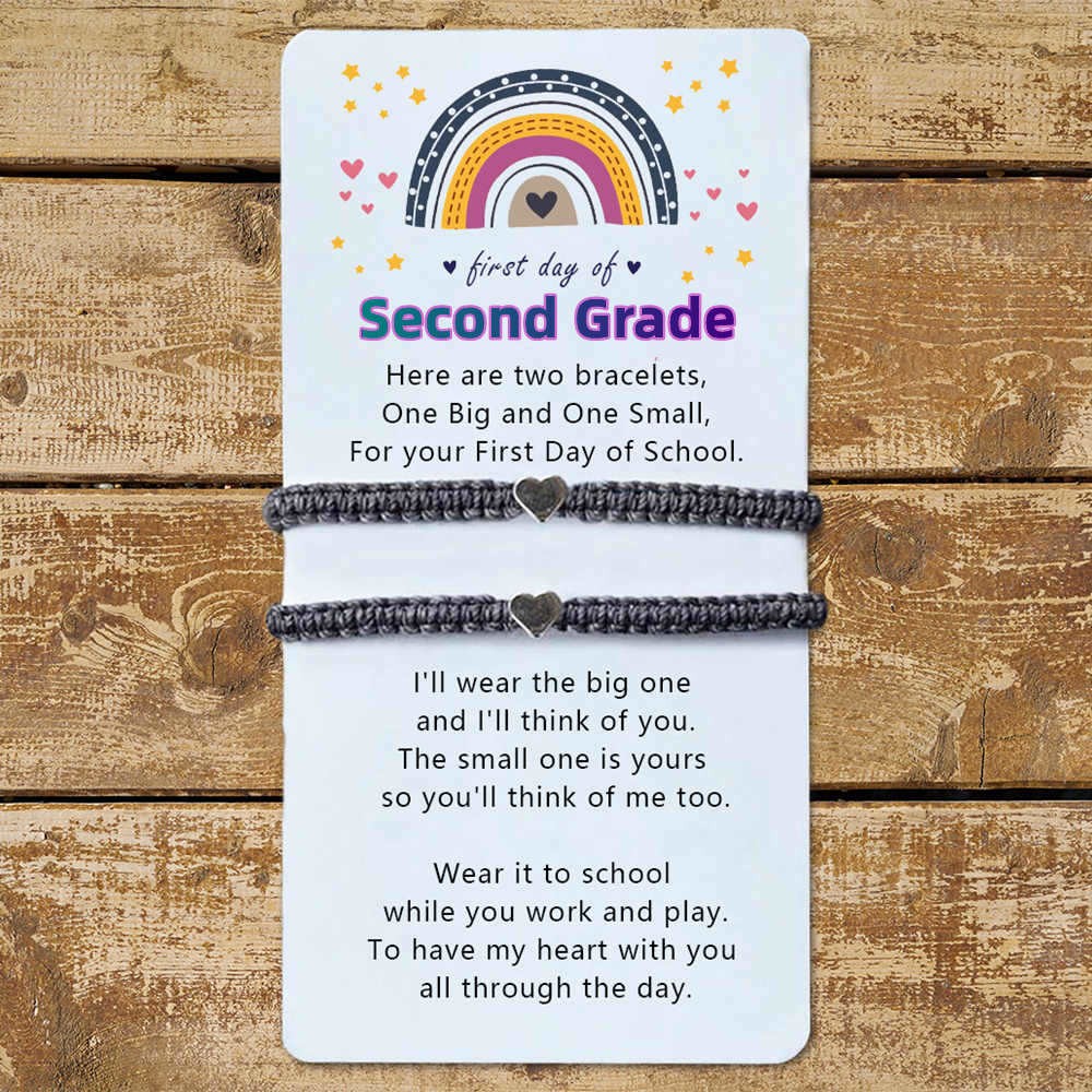First Day of Second Grade Back to School Bracelet Mommy and Me Anxiety Separation Wish For Kid Set of 2