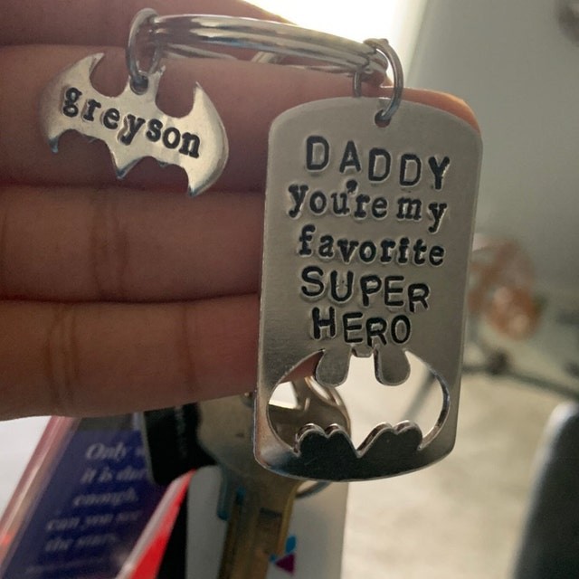 You Are My Hero Daddy Keychain With Kids Name Personalized Gifts For Father's Day