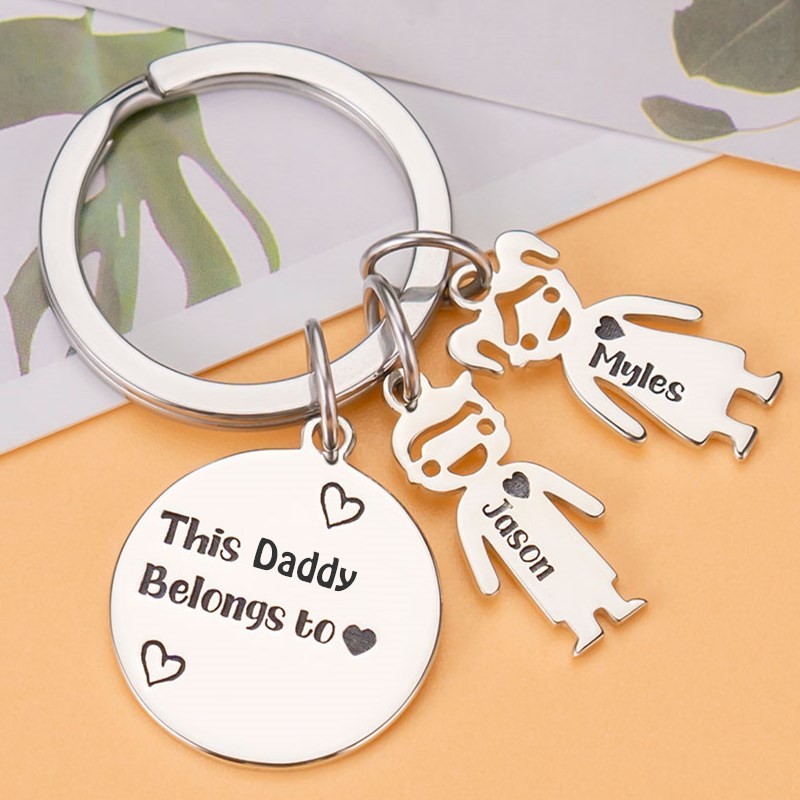 Personalized 1-10 Kids Charms Engraving Name Keychains Gifts For Father's Day