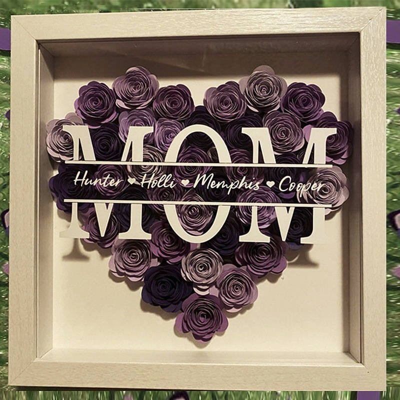 Personalized Mom Flower Shadow Box With Name For Mother's Day - RoseFeels