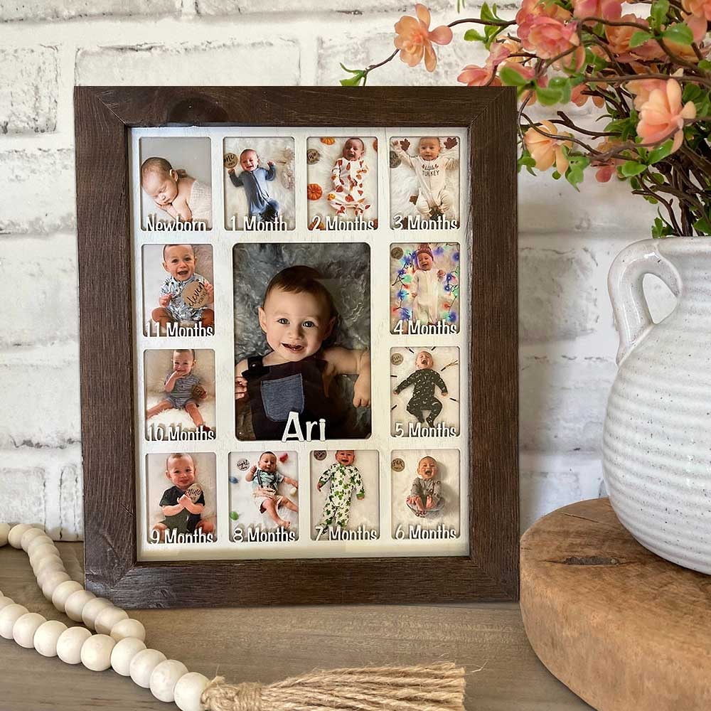 Personalized Baby Newborn First Year Photo Frame Display Board Nursery Gifts
