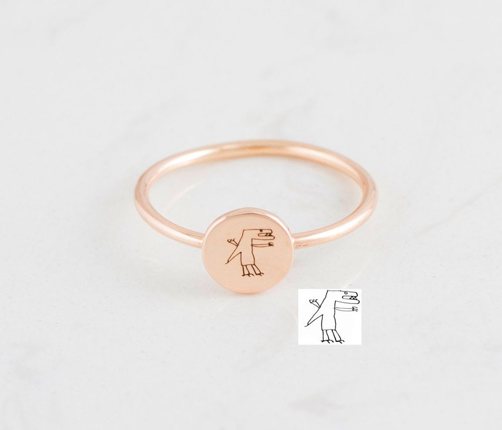 Memorial Handwriting Disc Ring | Actual Handwriting Band Ring | Gifts For Mom