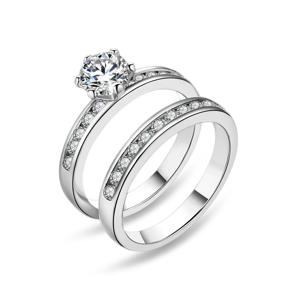 S925 Silver Engagement Wedding Ring Set Of 2