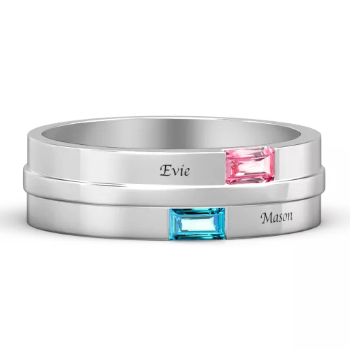 Men's Personalized Birthstone Promise Ring With Engraving