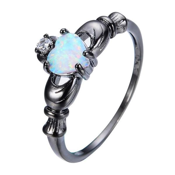 Stunning One-of-a-kind Opal Heart rings