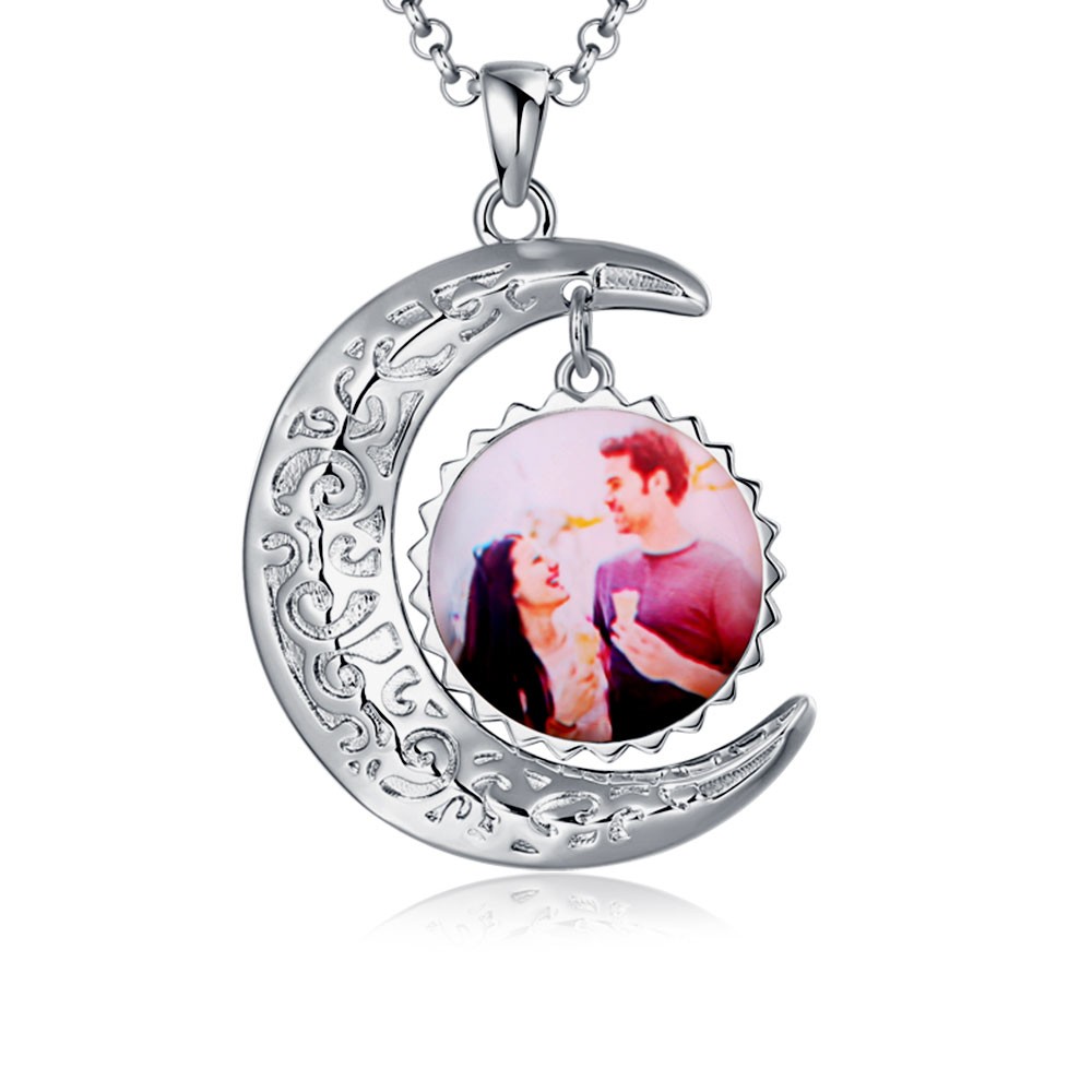 Personalized Photo Necklace Sun & Moon