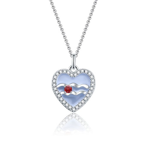 Aquarius - Personalized Heart Photo  Necklace