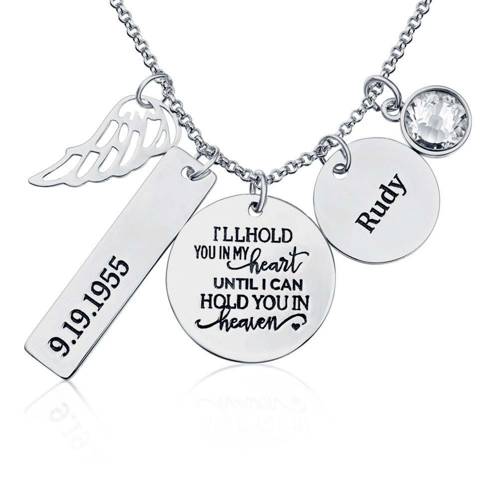 Personalized Engraved I'll Hold You In My Heart Memorial Name Necklace