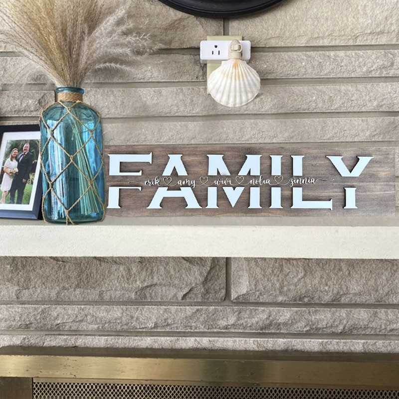 Personalized Mom Wood Sign Family Plaque With Name Engraving For Christmas's Day