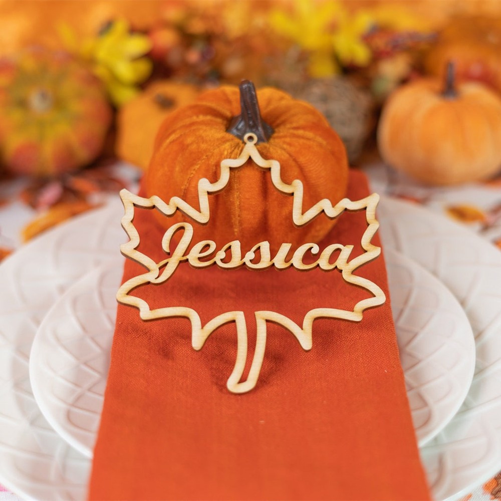 Thanksgiving Place Cards Personalized Tree Name Sign Dining Table Fall Decor