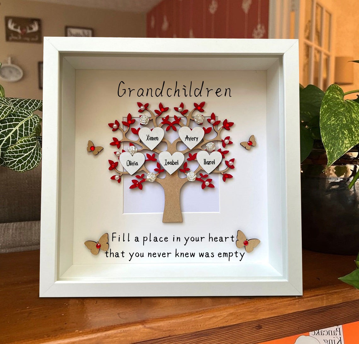 Personalized Family Tree Frame With Grandchildren Name Engraved Home Decor For Mother's Day Christmas