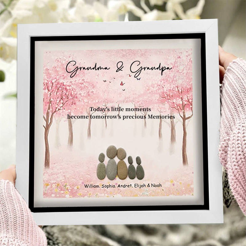 Personalized Family Pebble Art With Names For Grandma Mother Christmas's Day