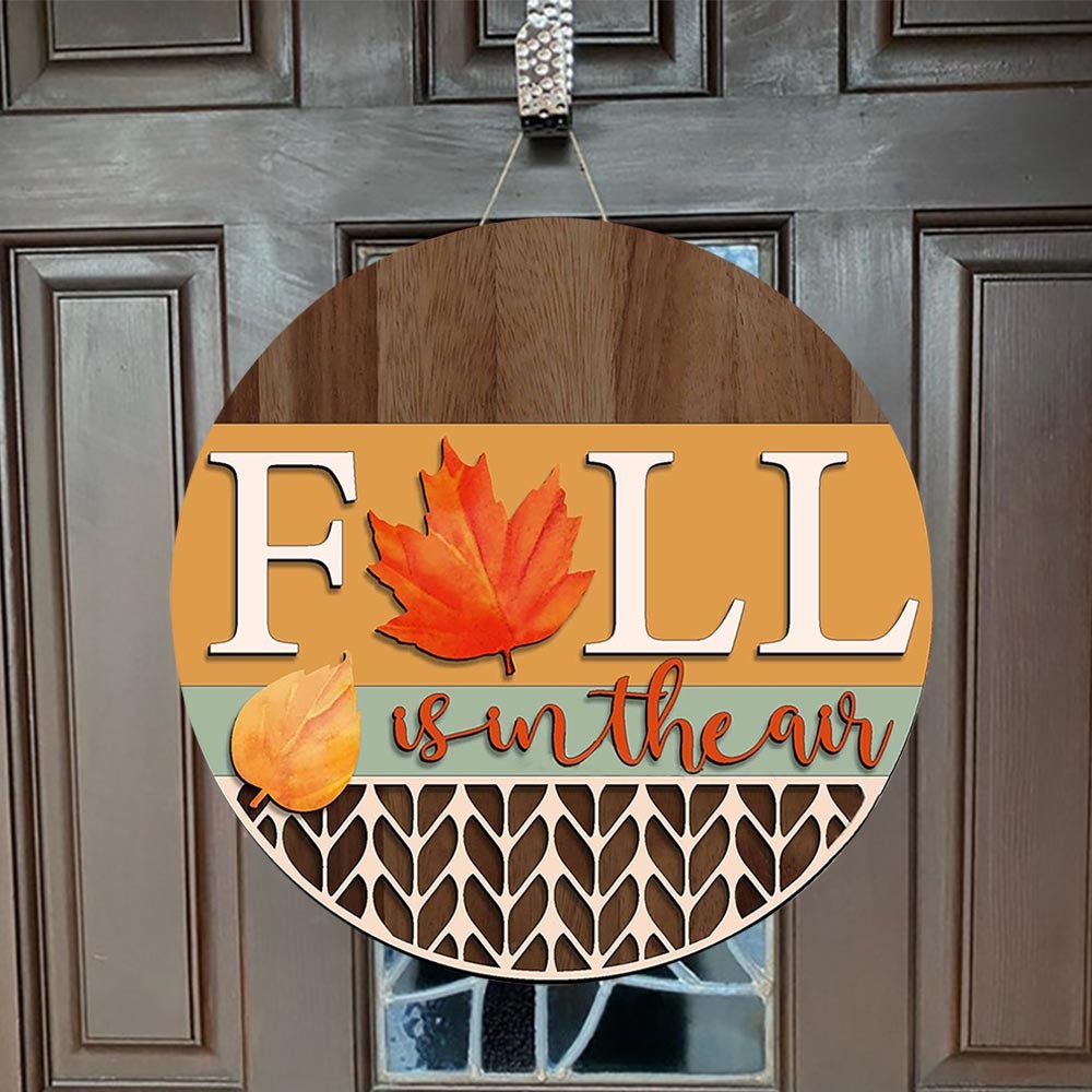 Wooden Fall Front Door Hanger Farmhouse Decor Entry Way Wall Welcome Sign