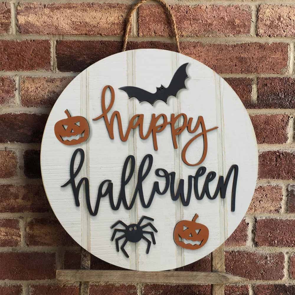 Happy Halloween Door Hanger Farmhouse Entry Way Wall Home Decor