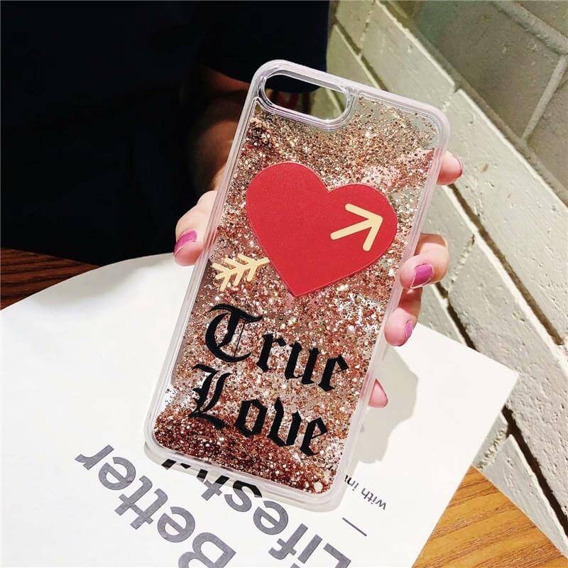 iPhone Xs Quicksand Heart With Love Phone Case