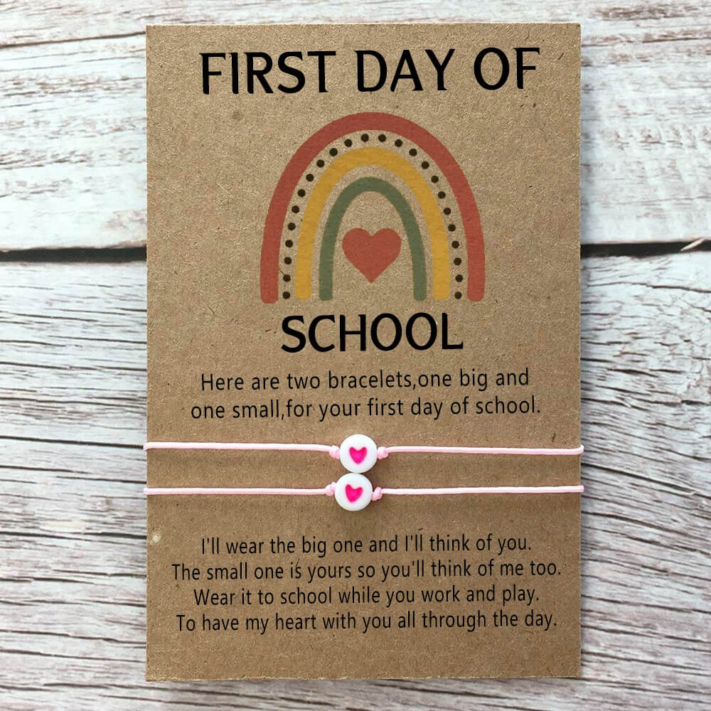 First Day of School Back to School Bracelet Mommy and Me Anxiety Separation Wish Gifts For Kid Set of 2