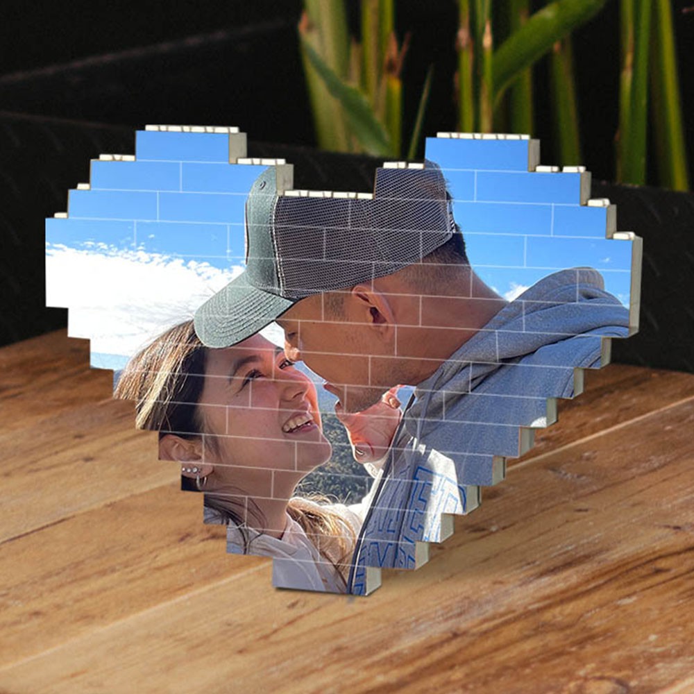 Personalized Heart Photo Block Puzzle Building Brick Anniversary Birthday Valentine's Day Gift Ideas