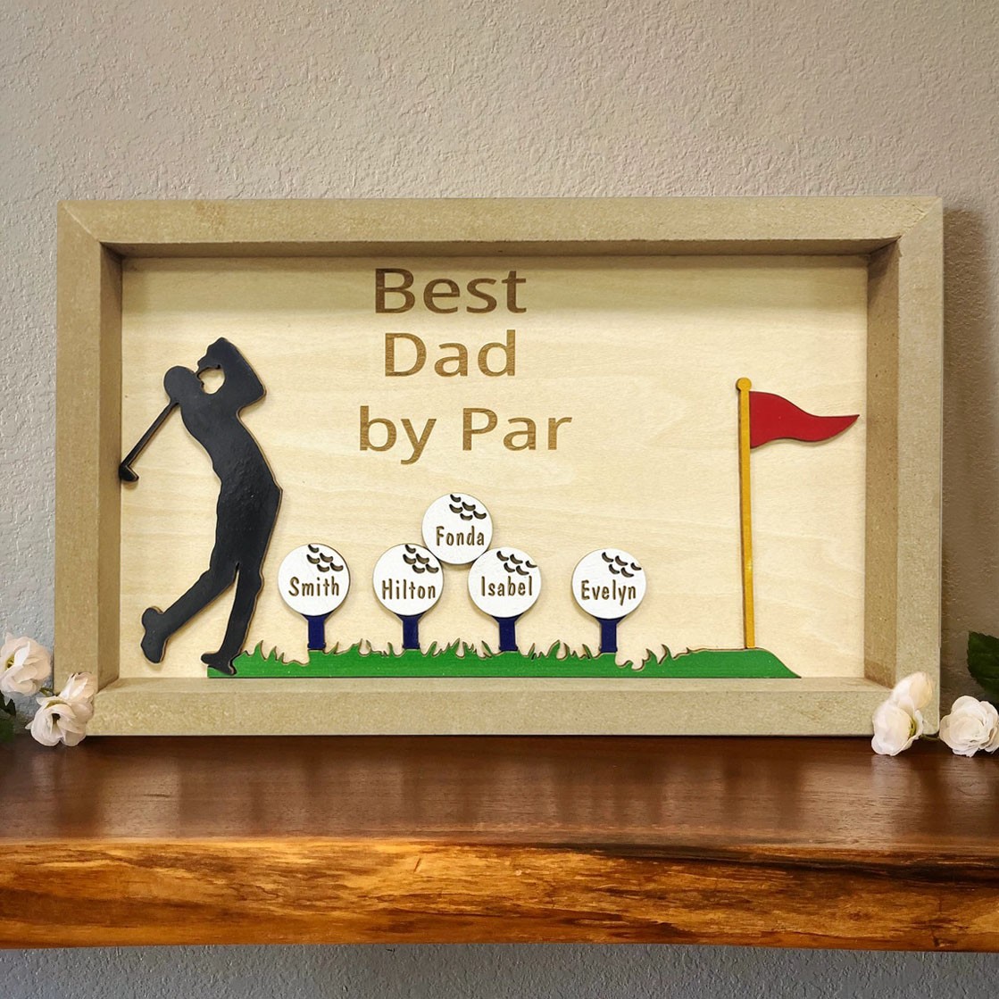 Personalized Golf Frame With Kids Names Best Dad By Par For Father's Day