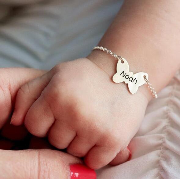 Personalized Butterfly Shape Brynn Baby Name Engraving Bracelets