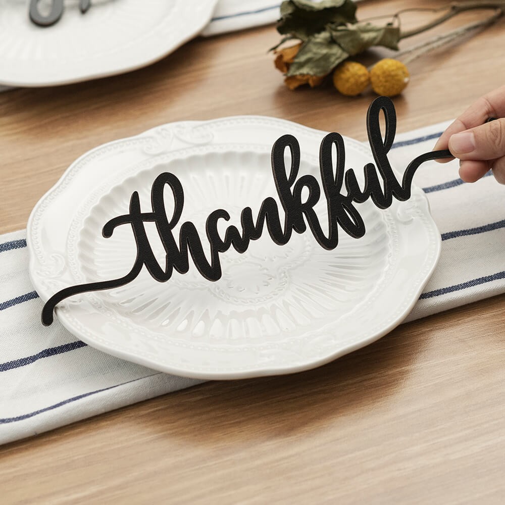 Thanksgiving Place Cards For Dining Table Decor Thanksful Words Sign