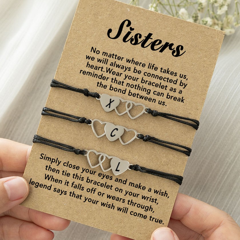 Personalized Best Friend Sister Friendship Bracelets With Initial For 3