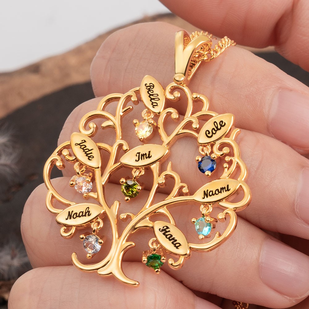 Personalized Family Tree Necklaces For Mother's Day Christmas Gift Ideas