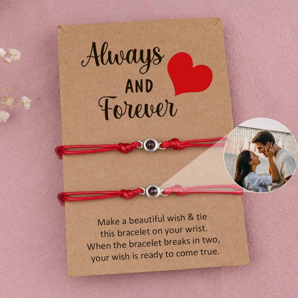 Personalized Memorial Photo Projection Bracelet For Couple Wife Christmas Valentine's Day Gift