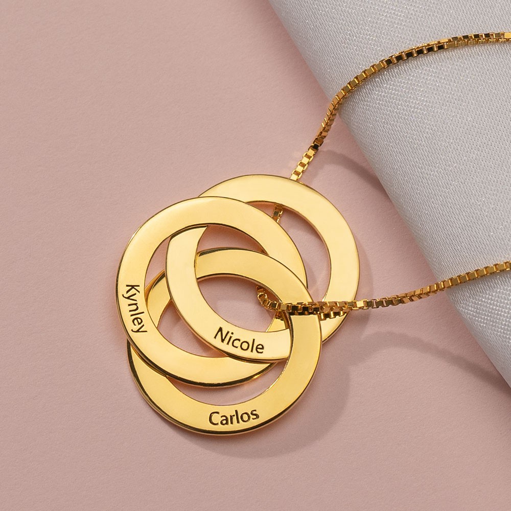 Personalized 1-6 Rings Pendant Name Necklace For Family Gifts