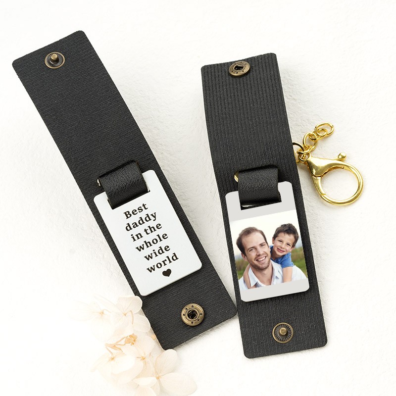 Personalized Black Photo Keychain For Father's Day