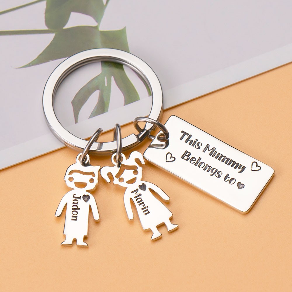 Personalized 1-10 Kids Charms Engraving Name Keychains Gifts