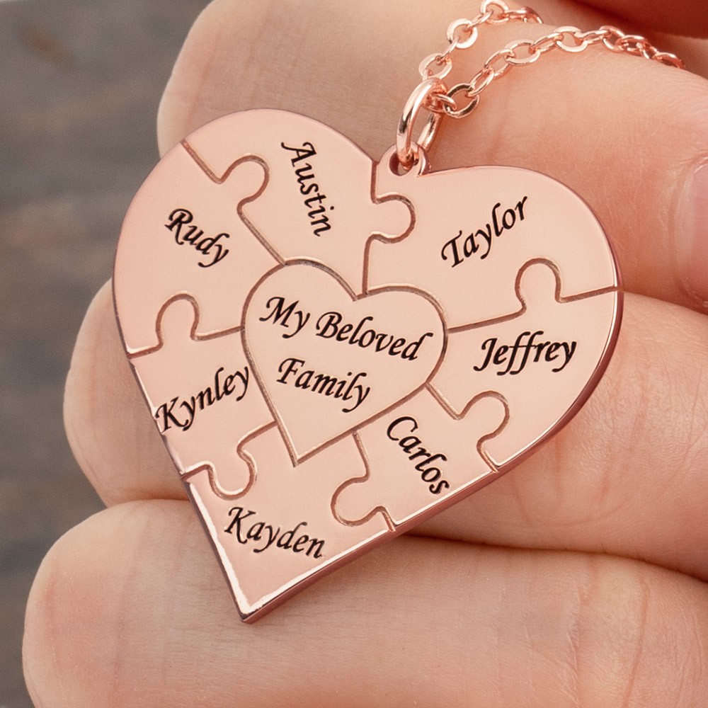 Personalized Heart Mom Puzzle Necklaces For Grandma Mother's Day Gift