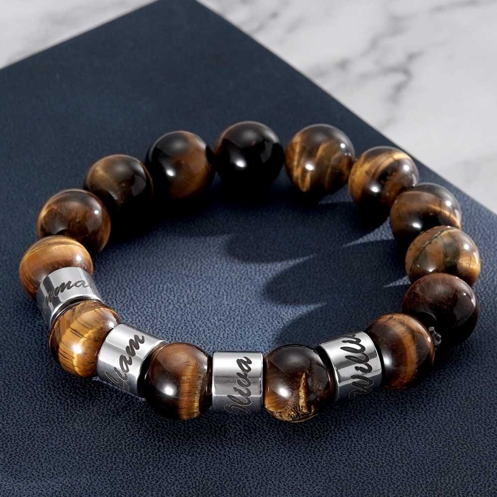 Custom Engraving Name Beads Bracelet With 1-10 Beads