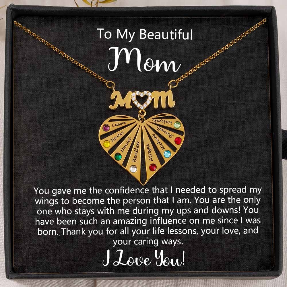 To My Mom Custom Heart Necklace For Mother's Day Christmas Birthday Gift Ideas