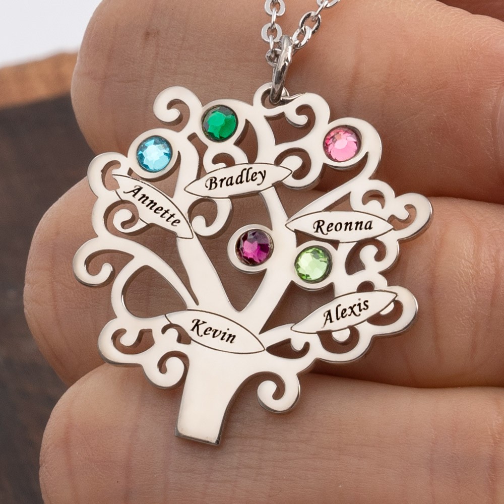 Personalized Family Tree of Life Necklaces For Mother Christmas Day