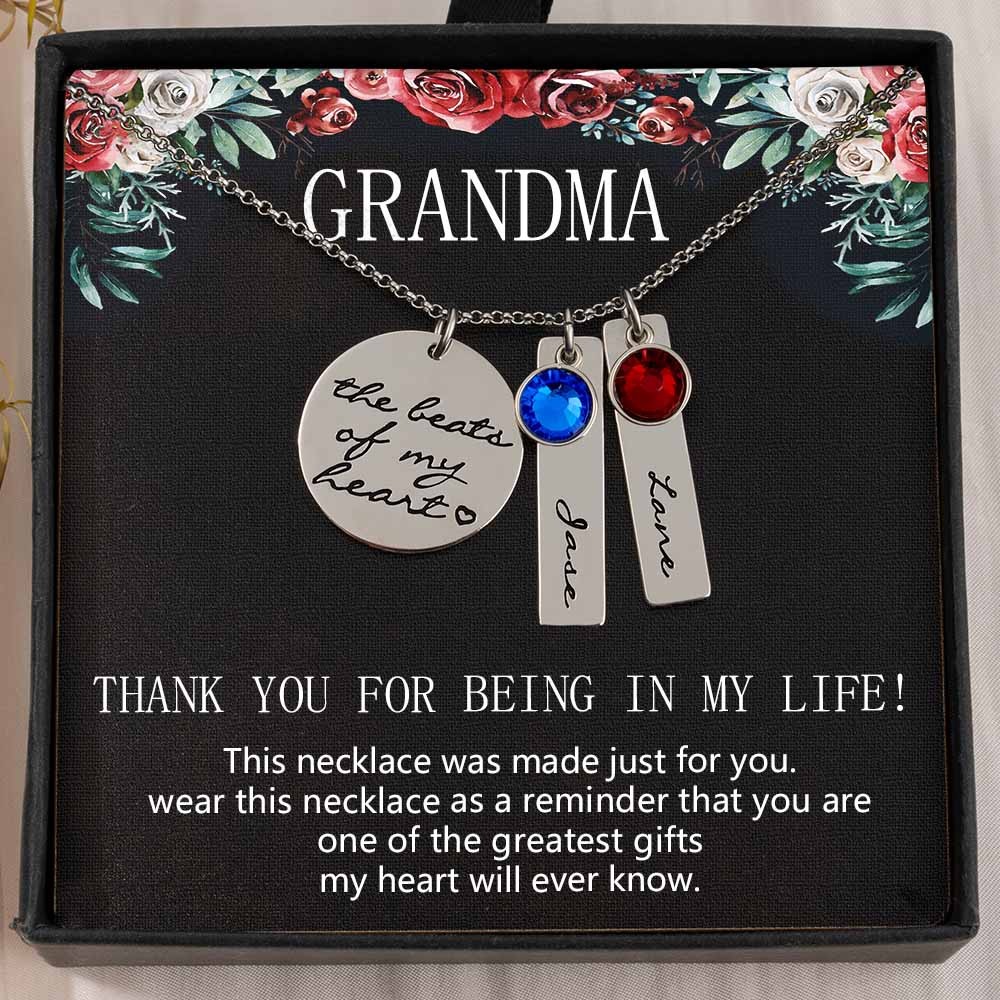 To My Grandma Custom Memorial Birthstone Necklace