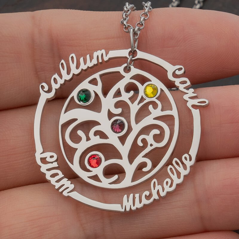 Personalized Family Tree Birthstone Necklaces Gift Ideas