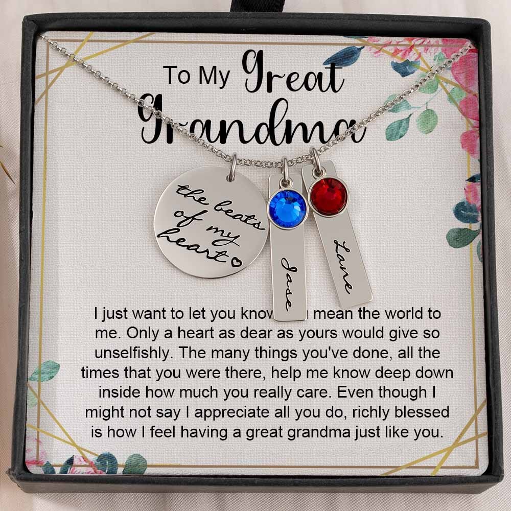 To My Grandma Custom Memorial Birthstone Necklace