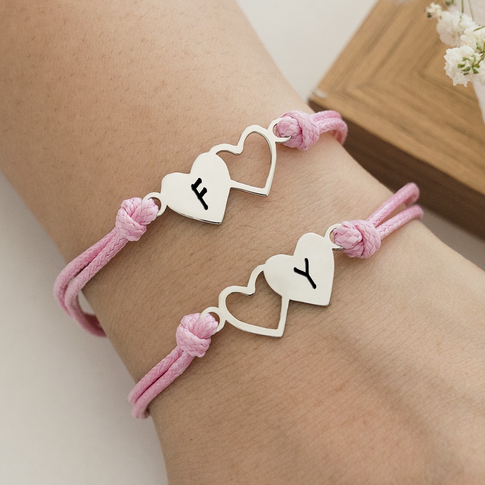 Personalized Best Friend Sister Friendship Couple Bracelets With Initial For 2