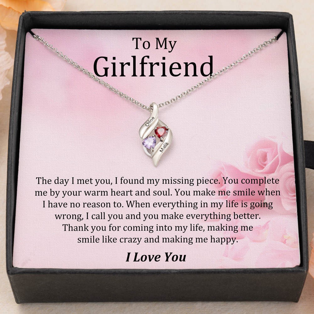 Custom To My Girlfriend Birthstone Necklaces For Valentine's Day Couple Gift Ideas