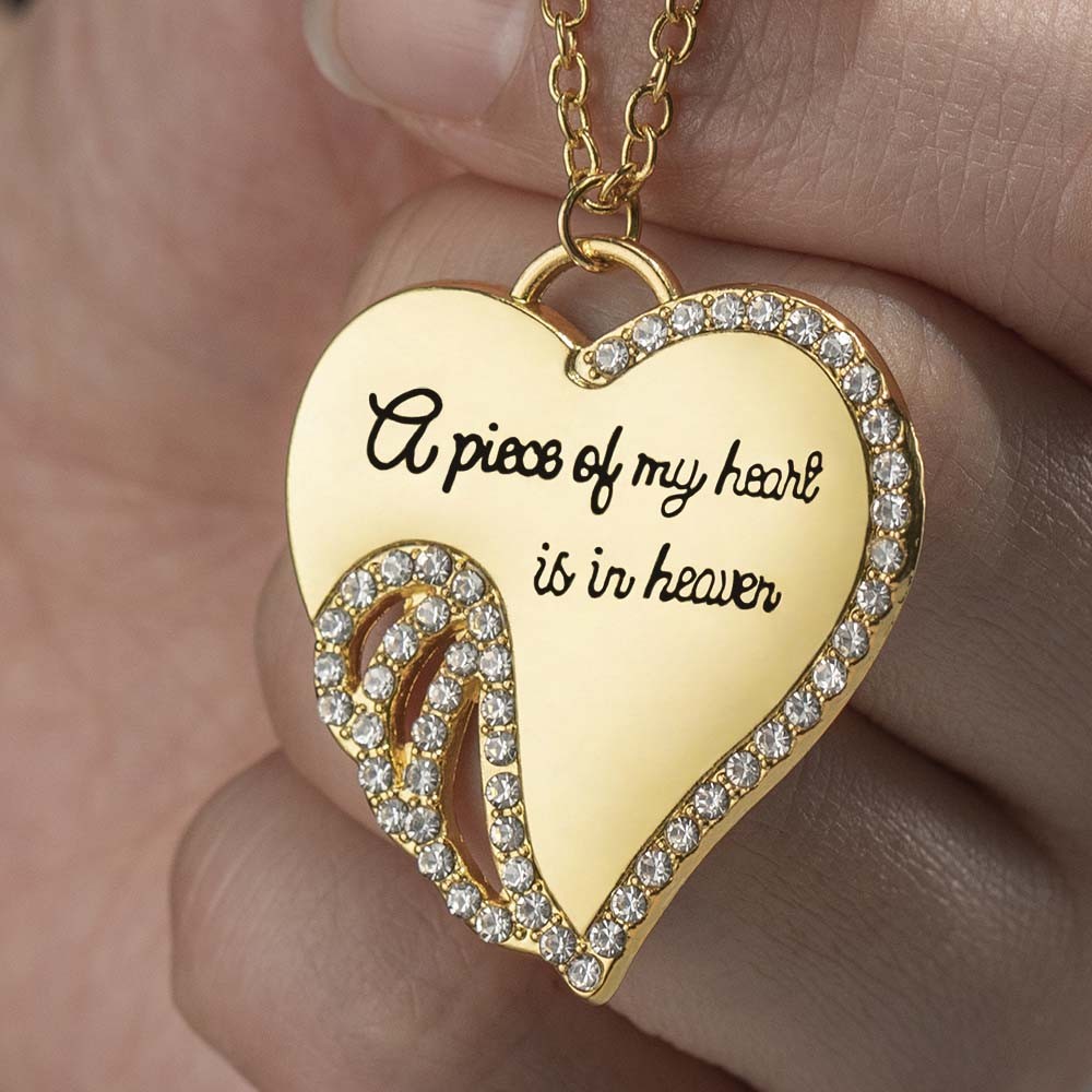A Piece of My Heart Is In Heaven Angel Memorial Necklace